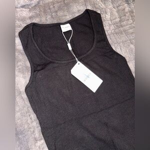 WHOLL Black Ribbed Tank Top